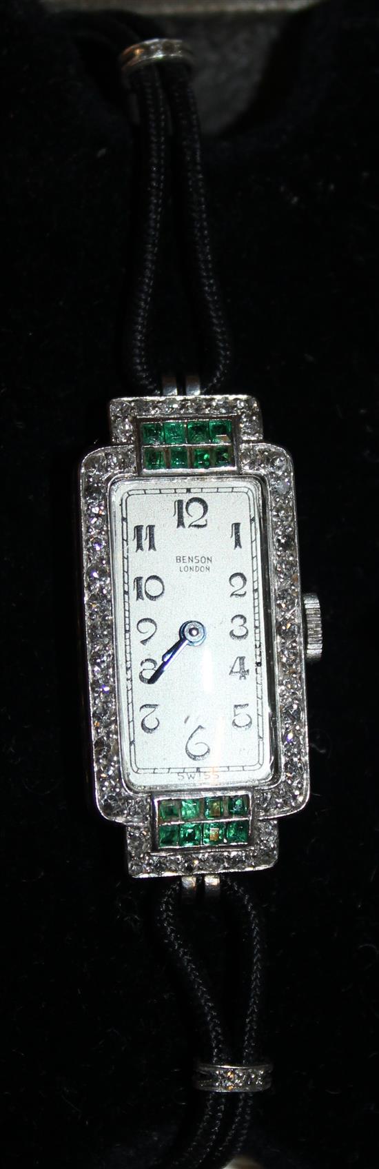 Benson diamond & emerald cocktail watch